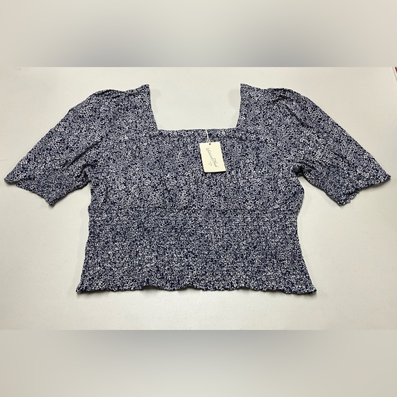 Universal Thread Womens Blouse Multicolor Floral 3/4 Sleeve Smocked Boho - Picture 5 of 7